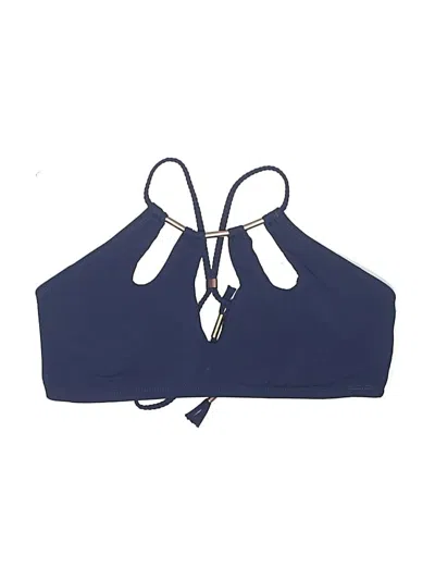 Pre-owned Robin Piccone Swimsuit Top Blue Solid Pattern Swimwear
