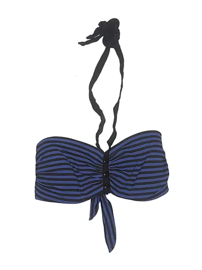 Pre-owned Robin Piccone Swimsuit Top Blue Stripes Pattern Swimwear