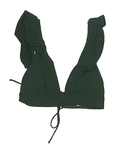 Pre-owned Robin Piccone Swimsuit Top Green Solid Pattern Swimwear