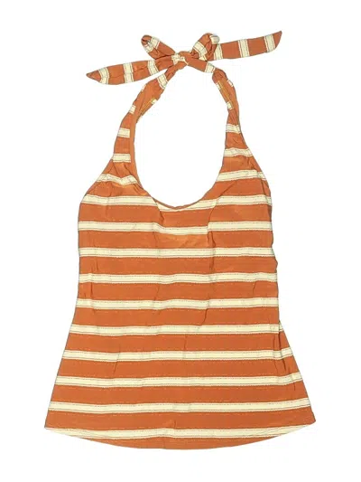 Pre-owned Robin Piccone Swimsuit Top Orange Stripes Pattern Swimwear