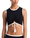 Robin Piccone Tiena Tee Bikini Top In Black/cream
