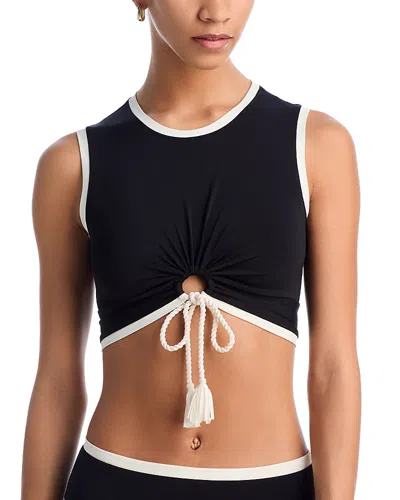 Robin Piccone Tiena Tee Bikini Top In Black/cream