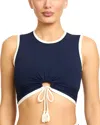 Robin Piccone Tiena Longline Knot Front Bikini Top In Blue