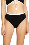Robin Piccone Tierna High Waist Bikini Bottom In Black/cream