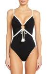 Robin Piccone Tierna Keyhole One-piece Swimsuit In Black