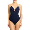 Robin Piccone Tierna Keyhole One-piece Swimsuit In Blue