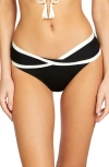 Robin Piccone Tierna Twist Hipster Bikini Bottoms In Black/cream