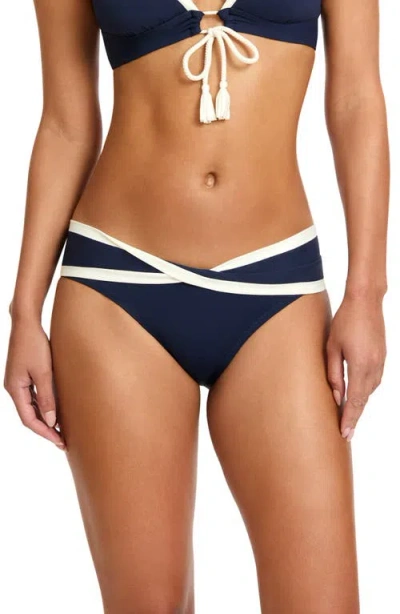 Robin Piccone Tierna Twist Hipster Bikini Bottoms In Blue