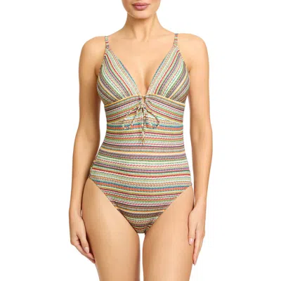 Robin Piccone Willow Keyhole One-piece Swimsut In Multi