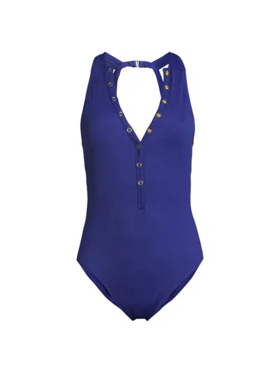 ROBIN PICCONE WOMEN'S AMY BUTTONED ONE-PIECE SWIMSUIT
