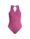 ROBIN PICCONE WOMEN'S AMY BUTTONED ONE-PIECE SWIMSUIT