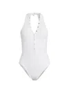 Robin Piccone Women's Amy Buttoned One-piece Swimsuit In White