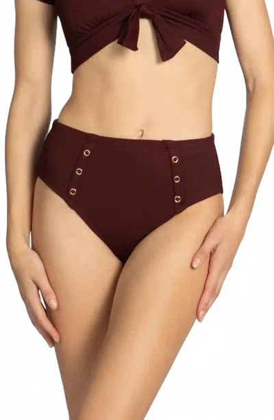 Robin Piccone Women's Amy High Waist Bottom In Brown In Red