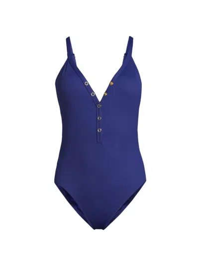 Robin Piccone Amy Rib One-piece Swimsuit In Blueberry