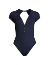 Robin Piccone Women's Amy Raglan One-piece Swimsuit In Navy
