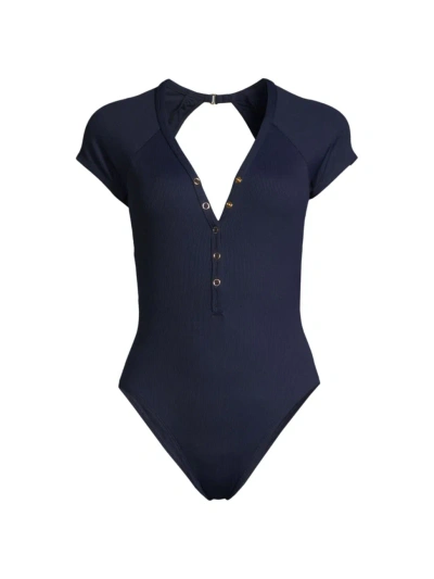 Robin Piccone Women's Amy Raglan One-piece Swimsuit In Navy