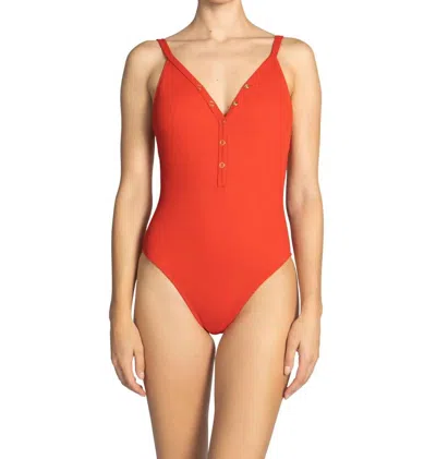 Robin Piccone Women's Amy V Neck One Piece In Marmalade In Orange