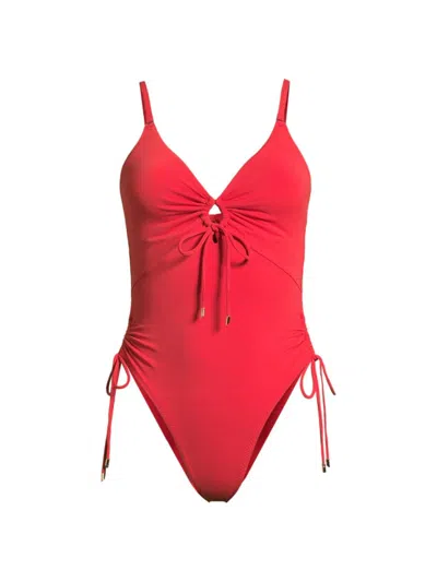 Robin Piccone Women's Aubrey Keyhole One-piece Swimsuit In Guava