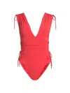 Robin Piccone Women's Aubrey Plunging V-neck One-piece Swimsuit In Guava