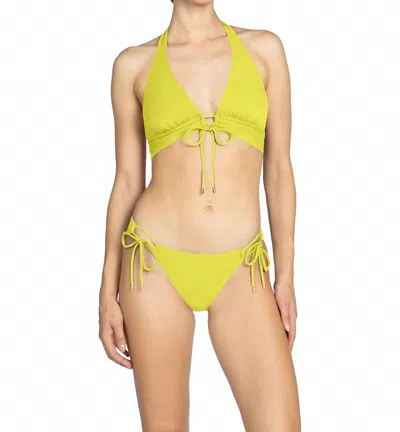 Robin Piccone Women's Aubrey Solids Tie Side Bottom In Honeydew In Yellow