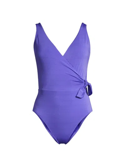 Robin Piccone Ava Wrap Front One Piece Swimsuit In Ube