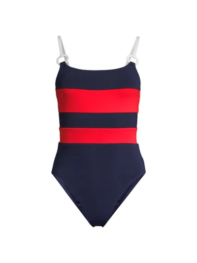 ROBIN PICCONE WOMEN'S BABE LACE-UP ONE-PIECE SWIMSUIT