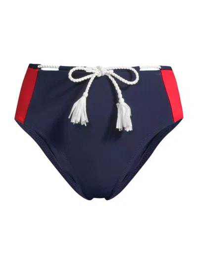 Robin Piccone Women's Babe Tie-waist Bikini Bottom In Navy Combo
