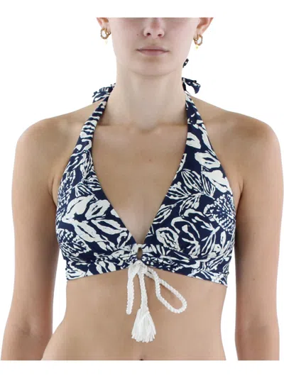 Robin Piccone Womens Printed Nylon Bikini Swim Top In Blue