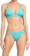 Robin Piccone Yasmine Ring Side Cheeky Bikini Bottom In Aqua