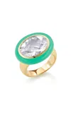 Robinson Pelham 14ct Yellow Gold Arena Ring In Green