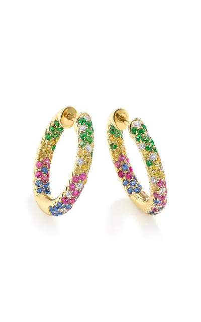 Robinson Pelham 14ct Yellow Gold Disco Sister Earrings In Multi