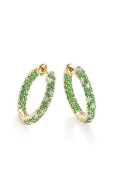 Robinson Pelham 14ct Yellow Gold Green Disco Sister Earrings