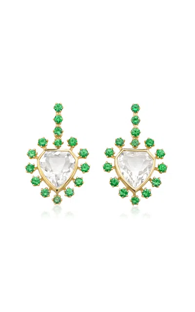 Robinson Pelham 14ct Yellow Gold Green Mini Daystar Earrings