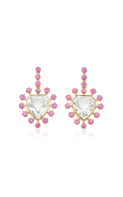 Robinson Pelham 14ct Yellow Gold Pink Mini Daystar Earrings