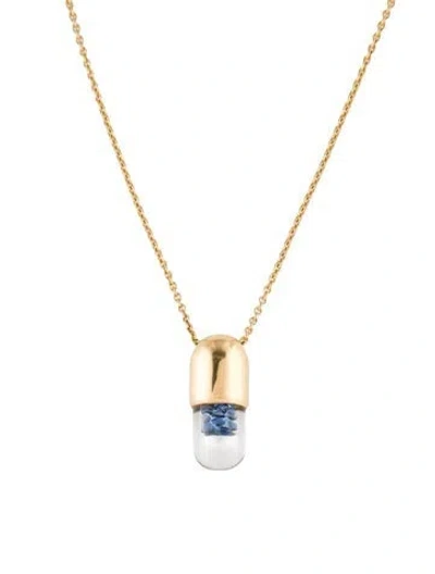 Pre-owned Robinson Pelham 14k Elixir Of Wisdom Pendant Necklace, 17.75" In Blue
