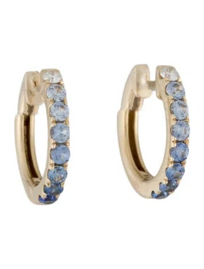 Pre-owned Robinson Pelham 14k Sapphire & Diamond Midi Orb Hoop Earrings In Multi