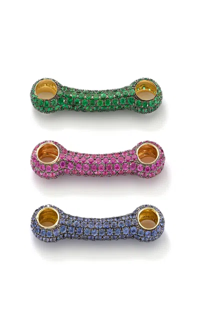 Robinson Pelham 18ct Yellow Gold Green Identity Bar In Multi