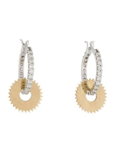 Pre-owned Robinson Pelham 18k Diamond Orb Hoop Earrings In Multi
