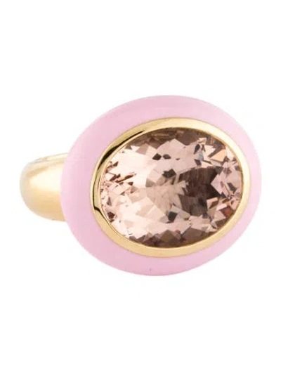 Pre-owned Robinson Pelham 18k Morganite & Enamel Arena Ring In Pink