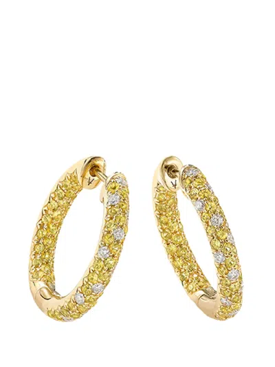 Robinson Pelham 18k Yellow Gold Sapphire Diamond Hoop Earrings