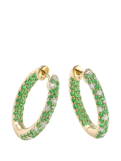 Robinson Pelham Disco Sister Tsavorite And Diamond Hoop Earrings In Gold