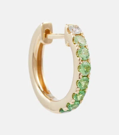 Robinson Pelham Orb Large 14kt Gold Single Hoop Earring With Diamond And Tsavorite In Tsavorites Yg