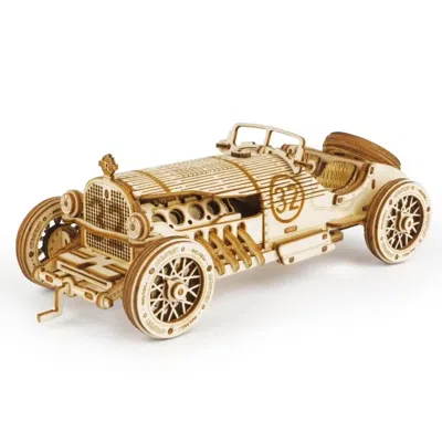Robotime Rokr 3d Wooden Puzzle Building Kits: Montessori Educational Toys - Grand Prix Car In Gold