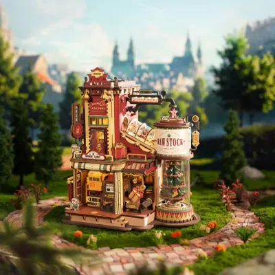 Robotime Rokr Dream Gift Factory 3d Wooden Puzzle With Light And Music - Christmas Gift Toy For Children And  In Multi