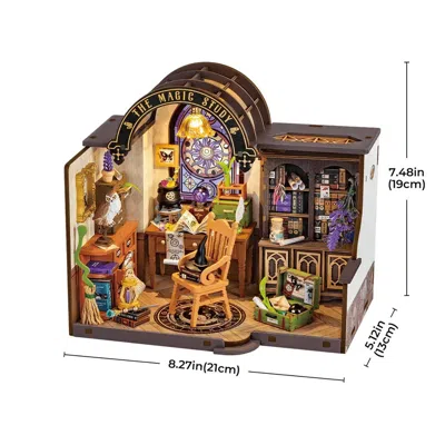 Robotime Rolife Magic Study Diy Miniature House With Decorative Magic Notebooks - 3d Wooden Puzzle Dg166 In Multi