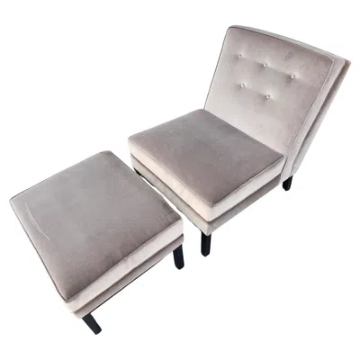 Pre-owned Robs Johns Gibbons Mid Century Modern Slipper Chair With Ottoman Style Of Robsjohn Gibbons In Brown