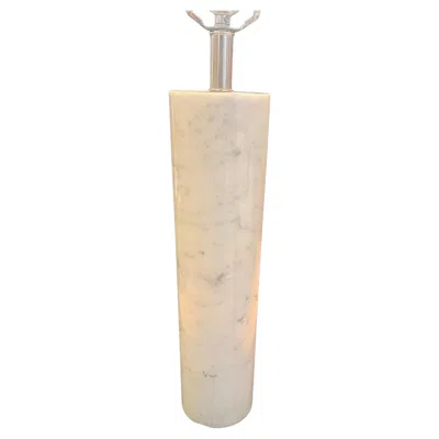 Pre-owned Robs Johns Gibbons Striking Solid Large Cylinder Italian Marble Postmodern Table Desk Lamp In Sand