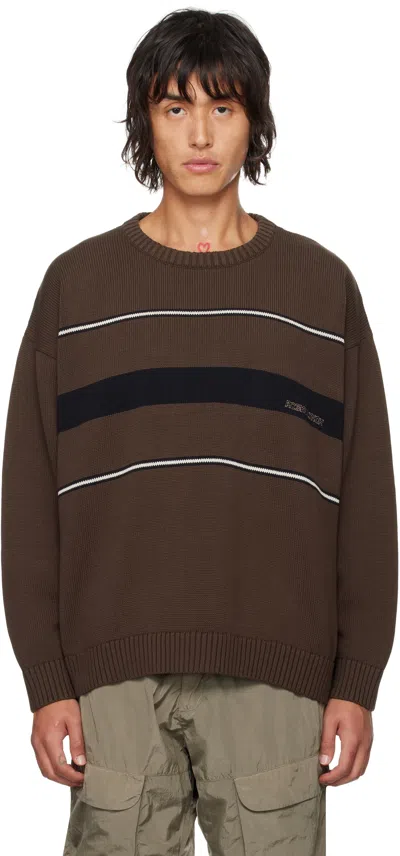 Robyn Lynch Brown Stripes Sweater In Brown + Black / Grey
