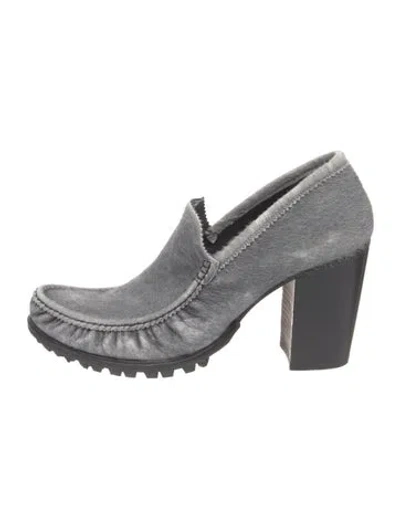 Pre-owned Rocco P Fur Pumps In Grey/silver