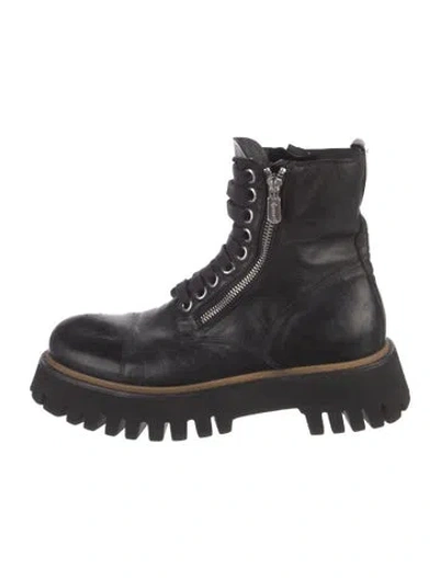 Pre-owned Rocco P Leather Combat Boots In Black
